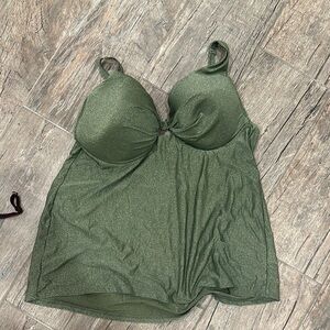 Lane Bryant Green Shimmery swim top
